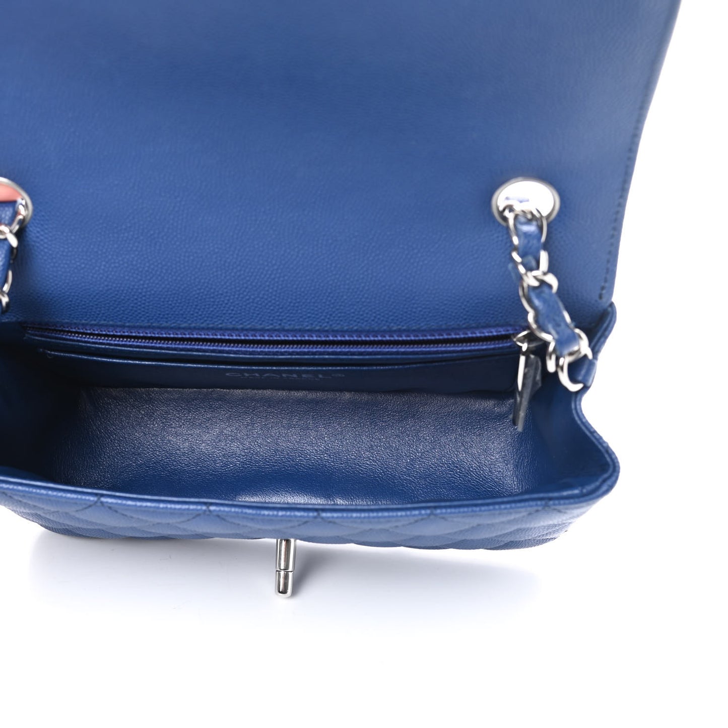 Caviar Quilted Mini Rectangular Flap Blue