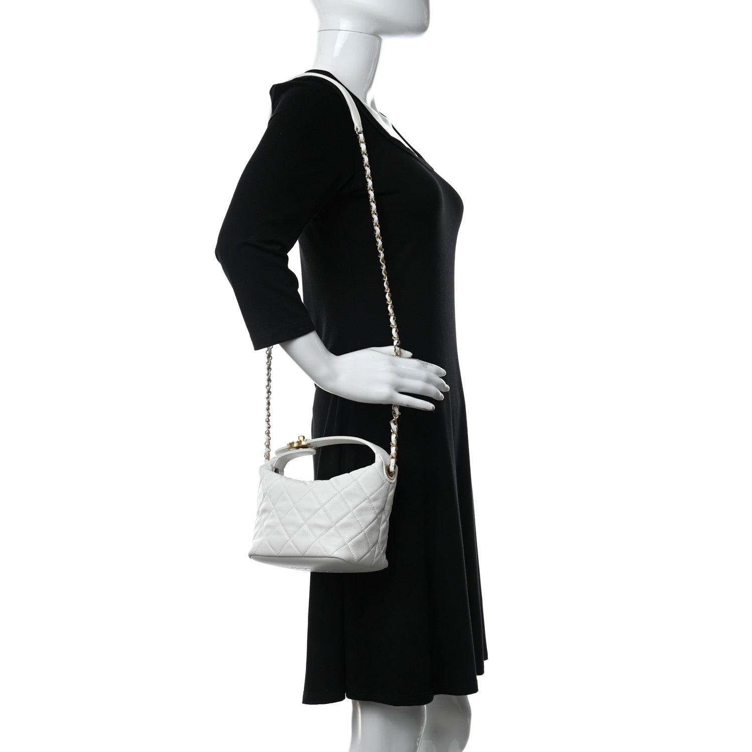 Chanel Lambskin Quilted Small Perfect Meeting Hobo White 2 of 10