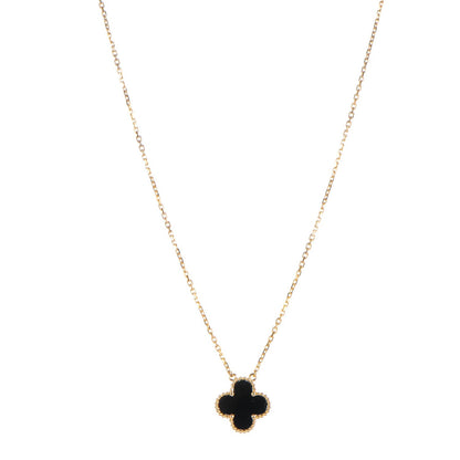Van Cleef & Arpels 18K Yellow Gold Black Onyx Vintage Alhambra Pendant Necklace 1 of 6