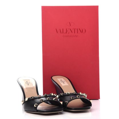 Valentino Garavani Calfskin Nappa Rockstud Wedge Sandals 39 Black 11 of 11