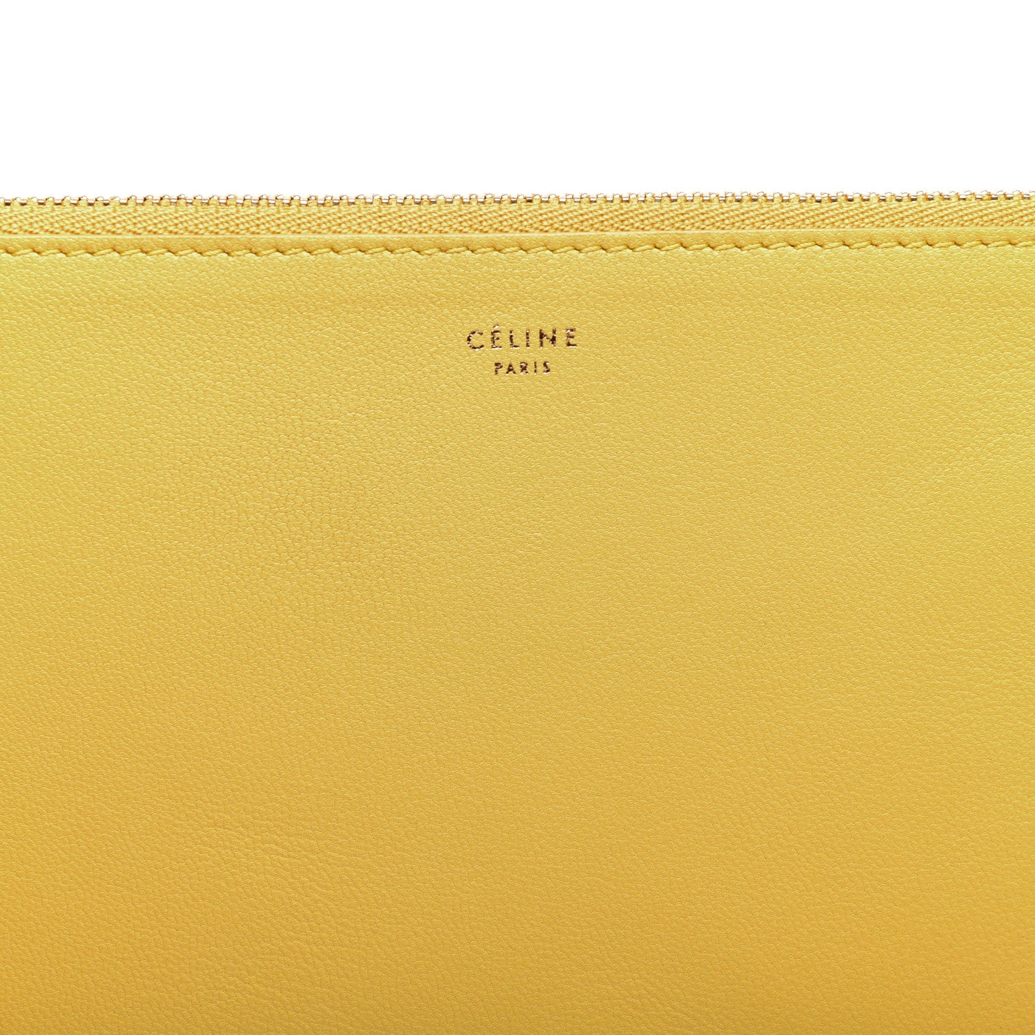 Celine Lambskin Bi-Color Solo Clutch Pouch Sun Yellow Black 6 of 7
