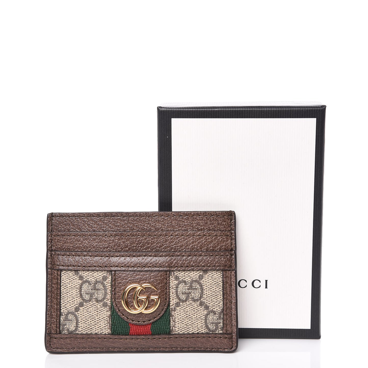 GG Supreme Monogram Ophidia Card Holder Brown