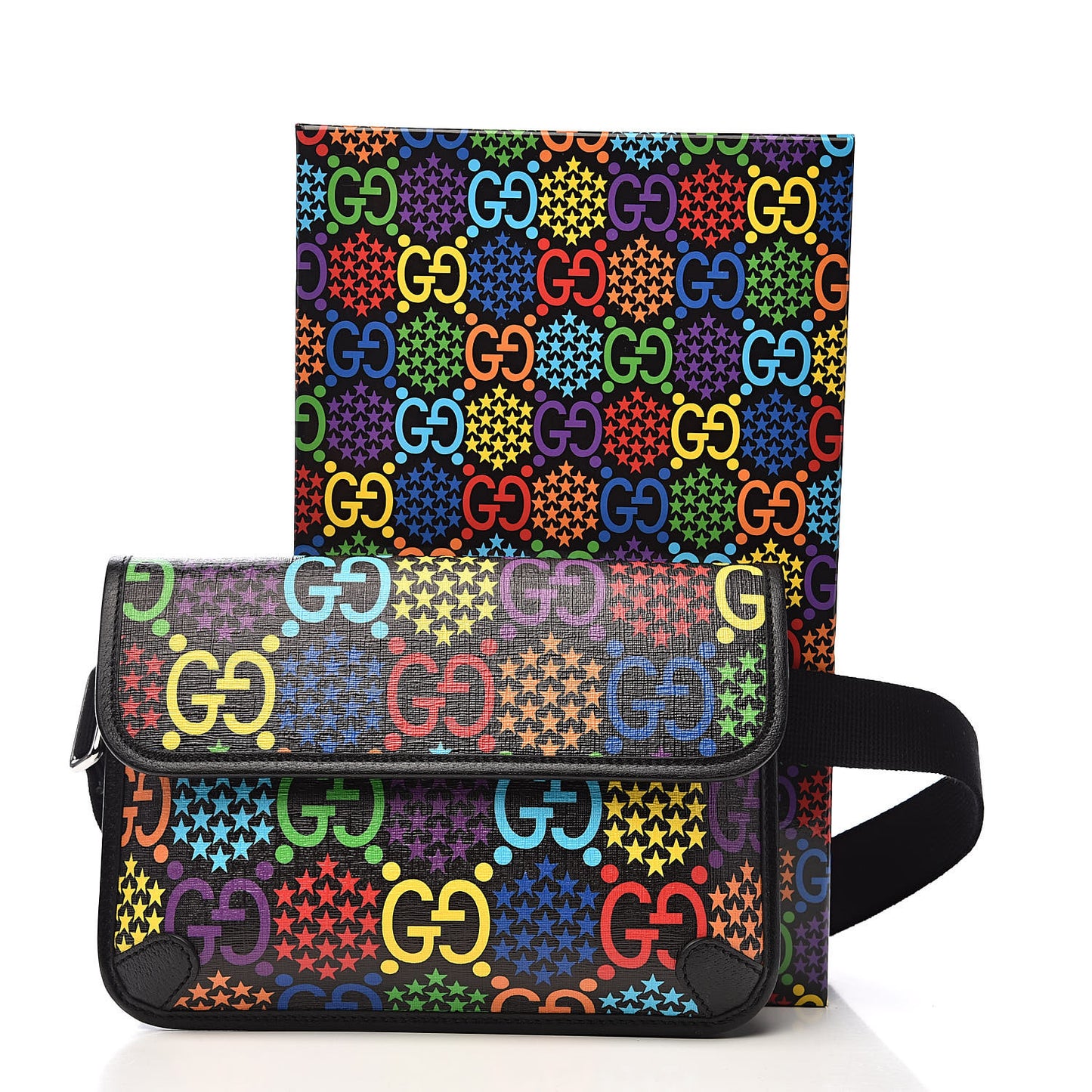 GG Supreme Monogram Psychedelic Slim Belt Bag Black