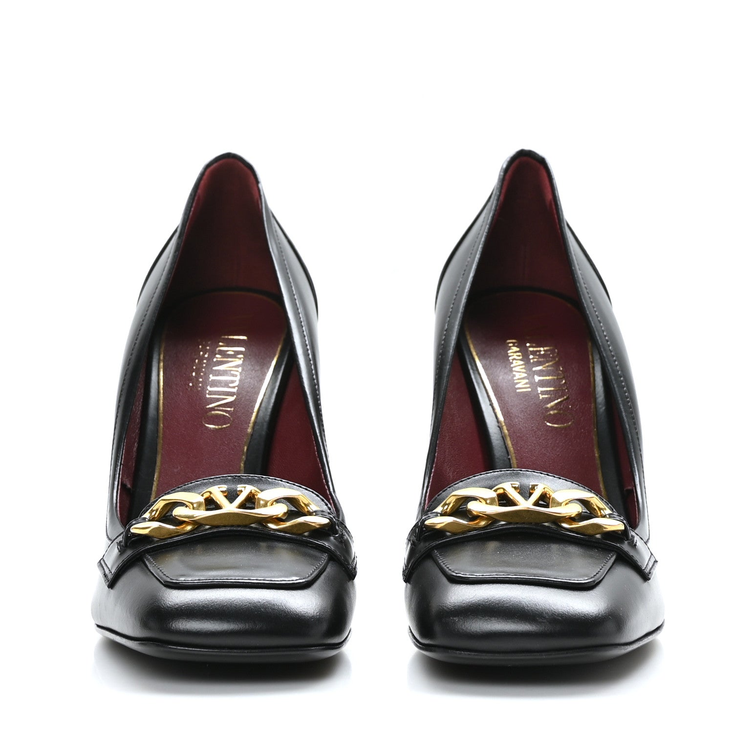 Valentino Garavani Calfskin VLogo Chain 95mm Loafer Pumps 38.5 Black 2 of 7
