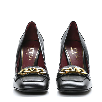 Valentino Garavani Calfskin VLogo Chain 95mm Loafer Pumps 38.5 Black 2 of 7