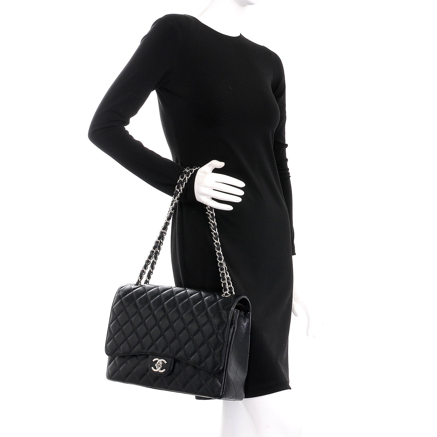 Chanel Caviar Quilted Maxi Double Flap Black 3 of 8