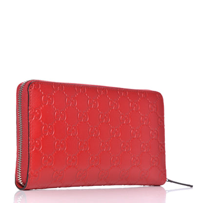 Gucci Guccissima Signature Zip Around Organizer Wallet Hibiscus Red 3 of 10
