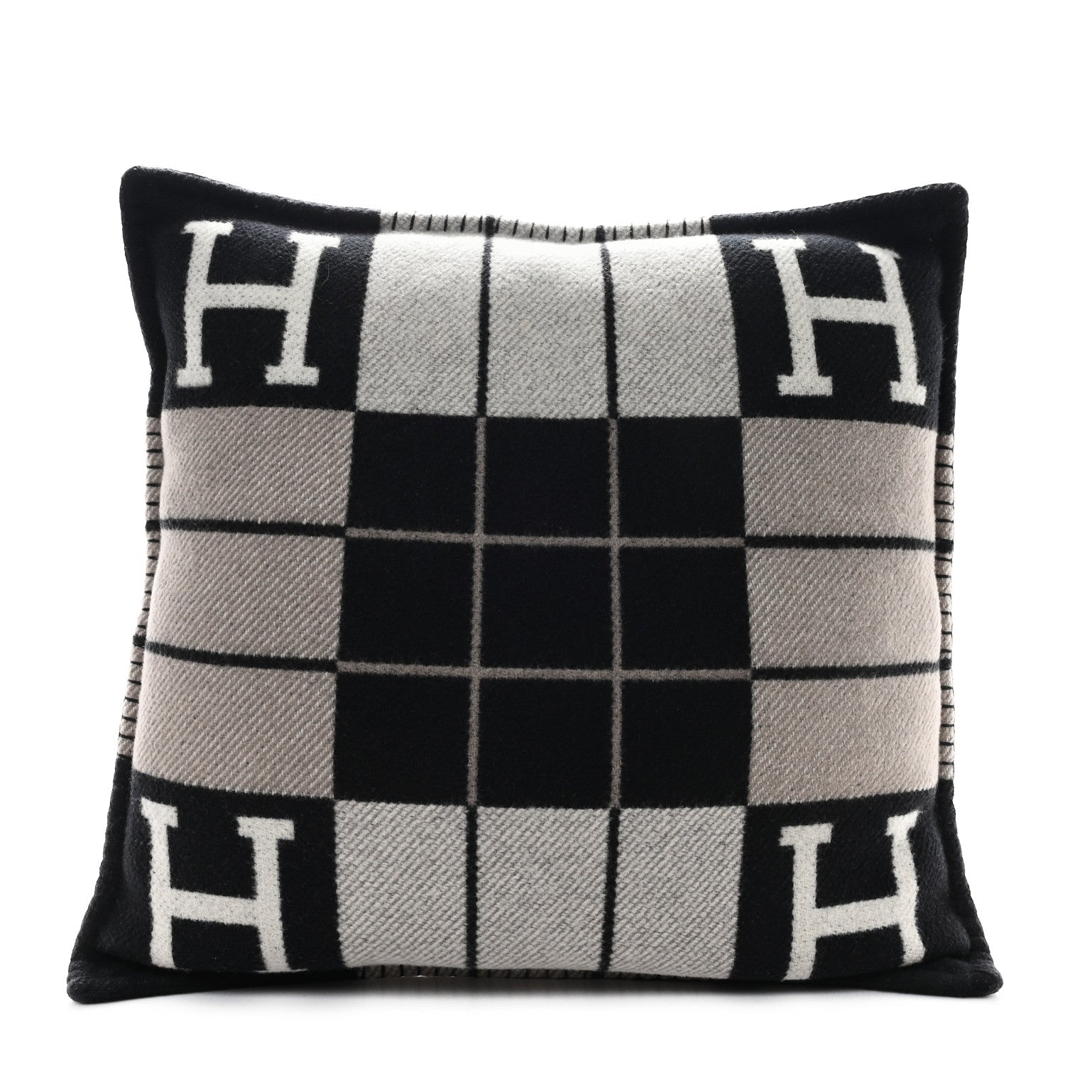 Hermes Wool Cashmere Avalon III Pillow PM Ecru Black 1 of 3