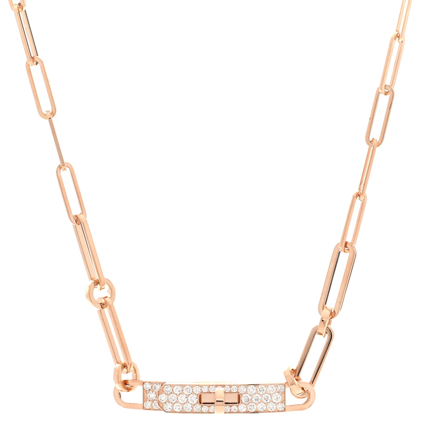 18K Rose Gold Diamond Pave Kelly Chaine Choker Necklace