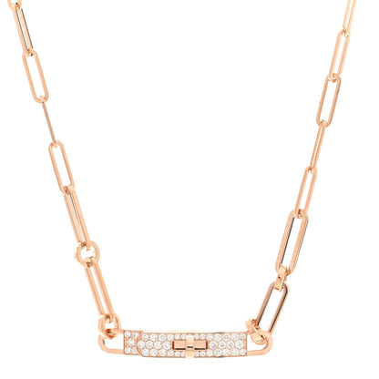 Hermes 18K Rose Gold Diamond Pave Kelly Chaine Choker Necklace 1 of 6
