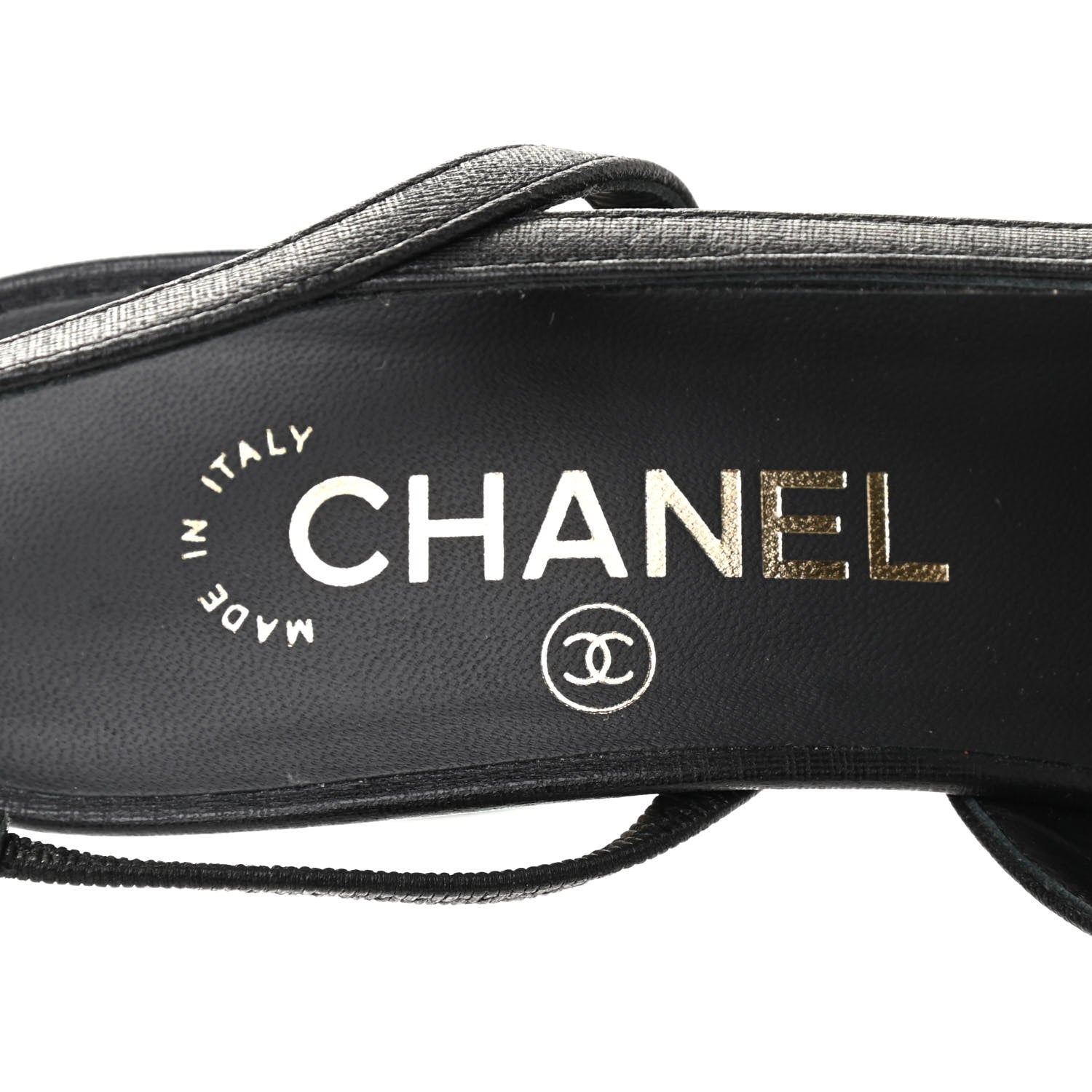 Chanel Goatskin Calfskin Cap Toe CC Slingback Sandals 37 Black 7 of 8