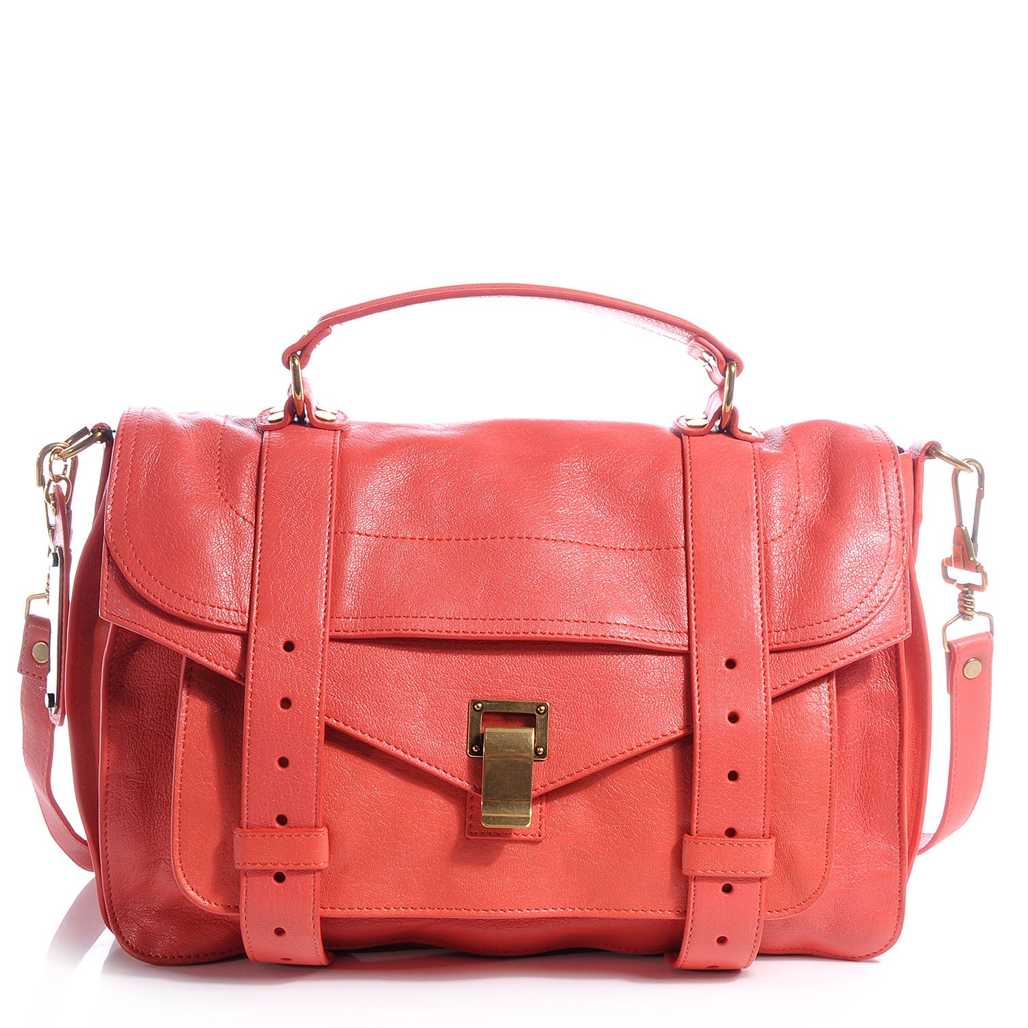 Proenza Schouler Lambskin PS1 Medium Satchel Deep Coral 1 of 12