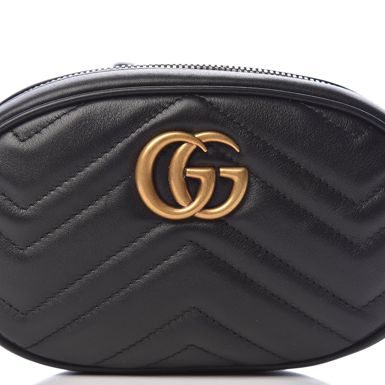 Gucci Calfskin Matelasse GG Marmont Belt Bag 85 34 Black 10 of 11