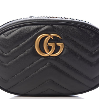 Gucci Calfskin Matelasse GG Marmont Belt Bag 85 34 Black 10 of 11