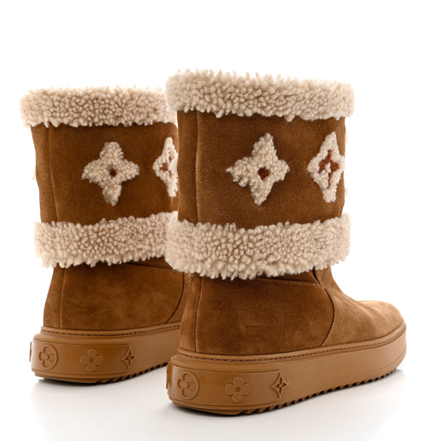 Louis Vuitton Suede Calfskin Shearling Snowdrop Flat Ankle Boot 40 Cognac 4 of 10