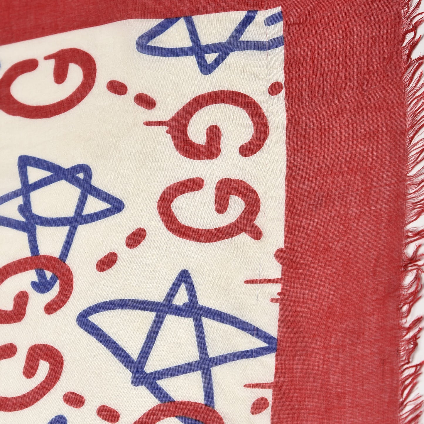 Modal Silk GucciGhost Print Square Scarf White