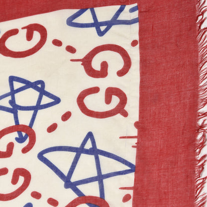 Gucci Modal Silk GucciGhost Print Square Scarf White 5 of 8
