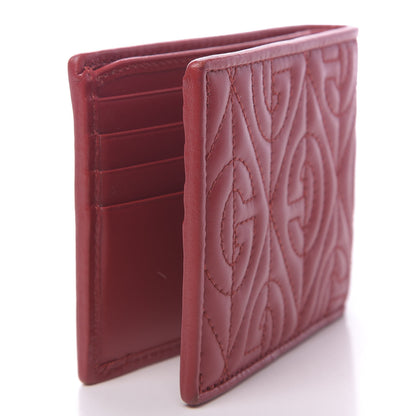 Gucci Calfskin G Rhombus Quilted Bi-Fold Wallet Hibiscus Red 3 of 7