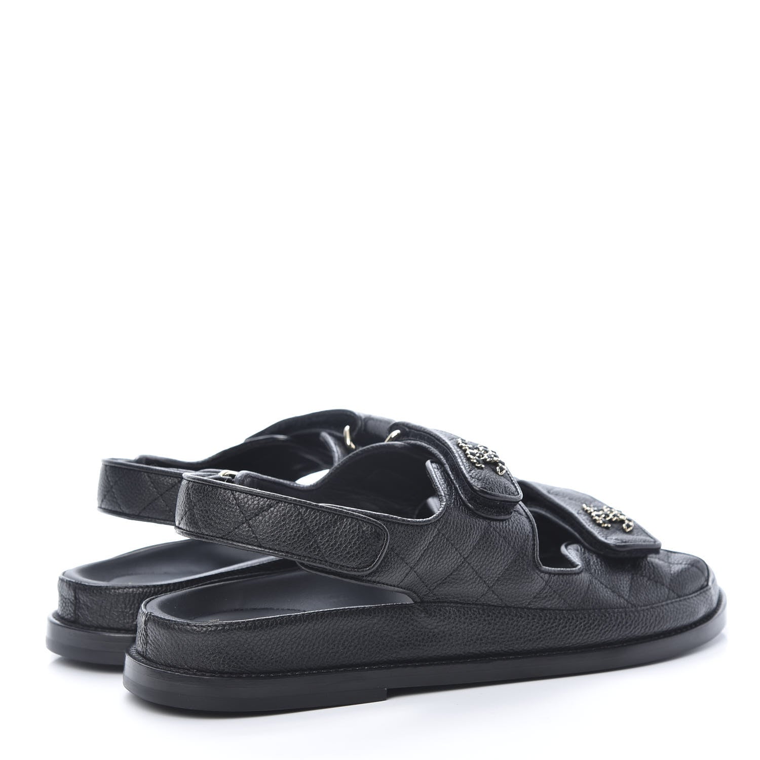 Chanel Grained Calfskin Velcro Dad Sandals 39.5 Black 4 of 10
