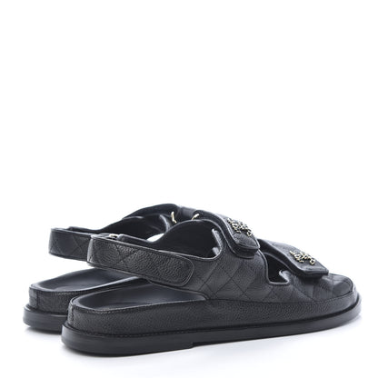 Chanel Grained Calfskin Velcro Dad Sandals 39.5 Black 4 of 10