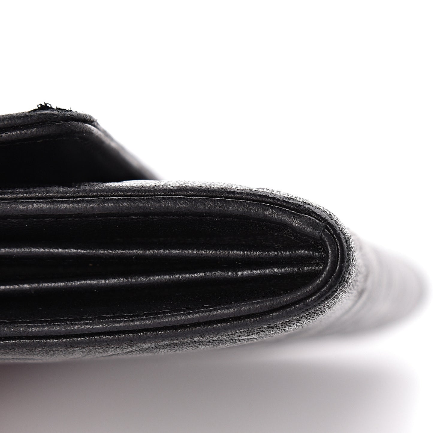 Lambskin Embossed Camellia Large Gusset Flap Wallet Black
