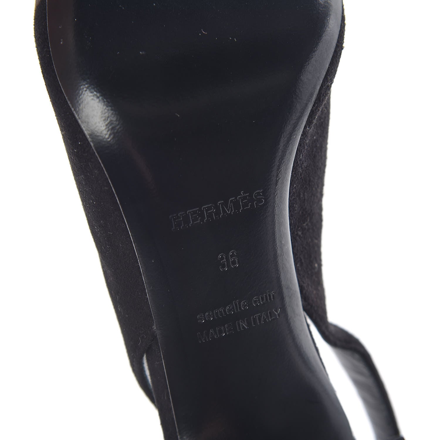 Hermes Suede Goatskin Tina Pumps 36 Black Multicolor 8 of 10