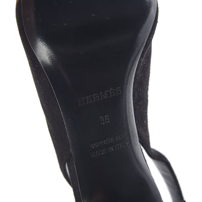 Hermes Suede Goatskin Tina Pumps 36 Black Multicolor 8 of 10