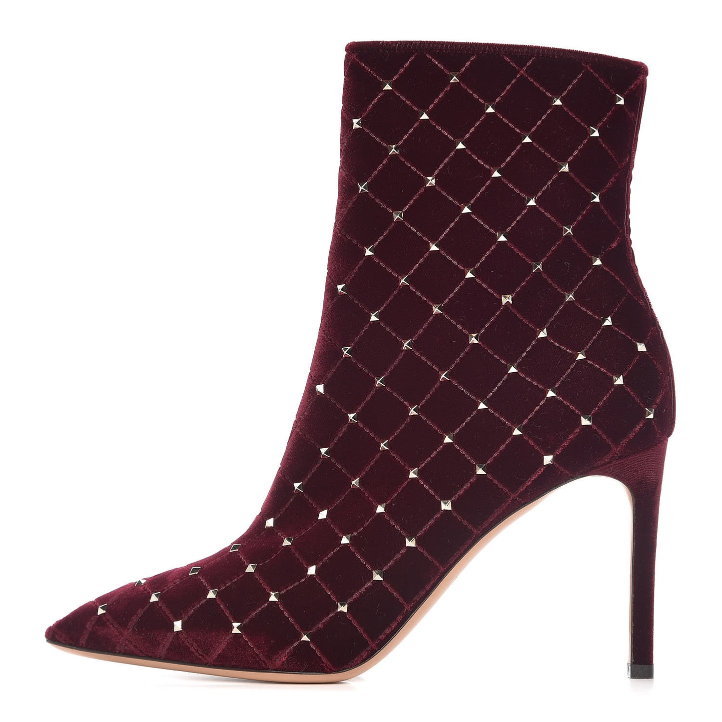 Velvet Rockstud Spike Court Ankle Booties 38.5 Rubino