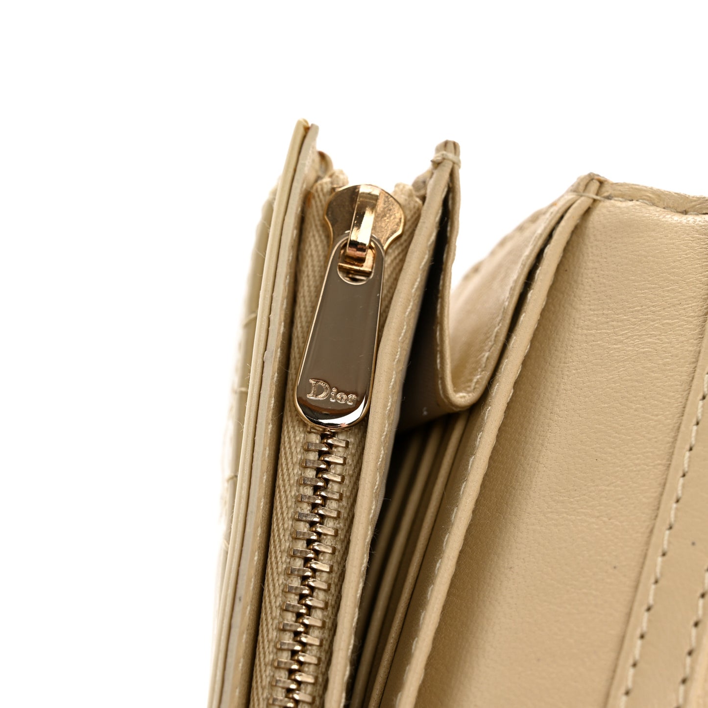 Patent Cannage Lady Dior Rendezvous Wallet On Chain Beige
