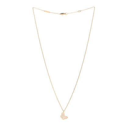 Van Cleef & Arpels 18K Yellow Gold Mother of Pearl Sweet Alhambra Butterfly Pendant Necklace 3 of 5