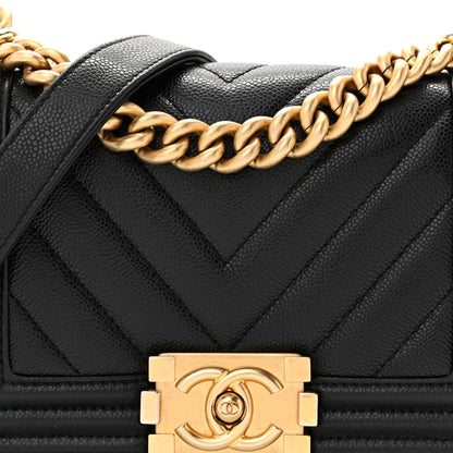 Chanel Caviar Chevron Quilted Small Boy Flap Black 8 of 13