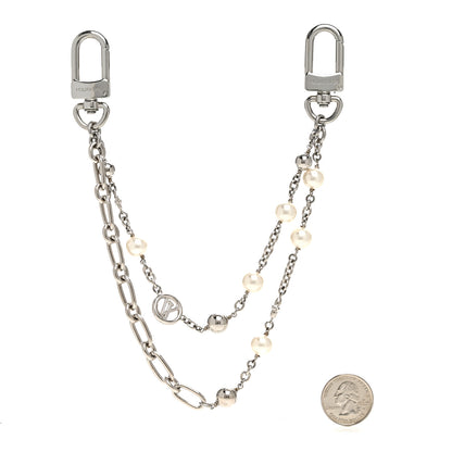 Louis Vuitton Metal Pearl Chain Midnight Bag Charm Silver 2 of 3