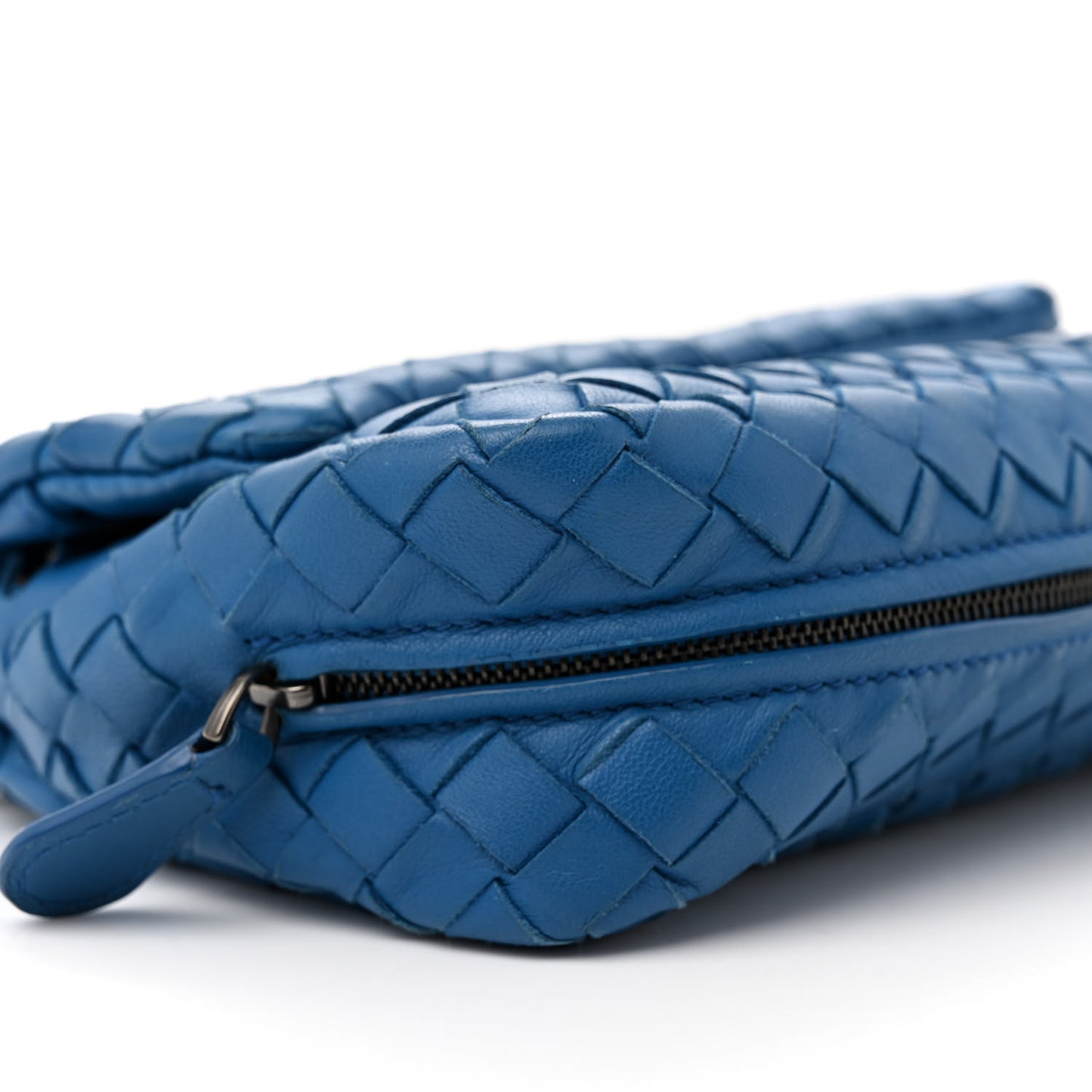Nappa Intrecciato Small Chain Crossbody Blue