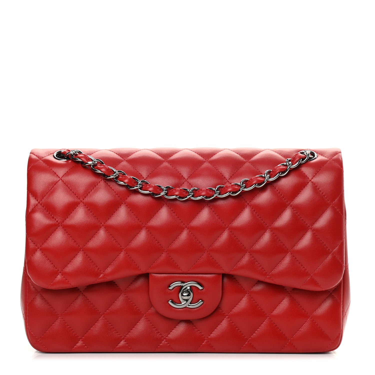Chanel Lambskin Quilted Jumbo Double Flap Red 1 of 13