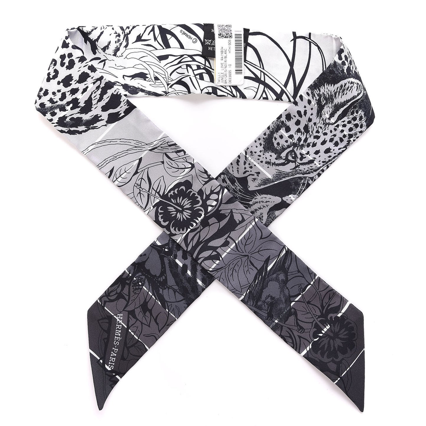Silk Jungle Love Rainbow Twilly Gris Black White
