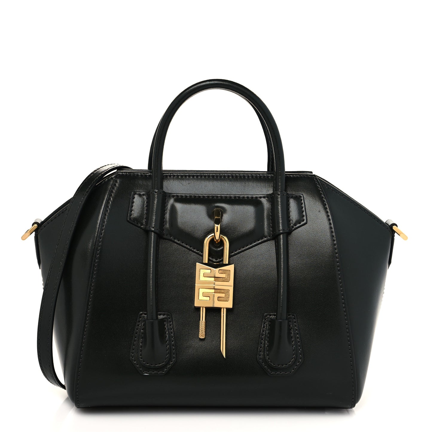 Box Calfskin Mini Lock Antigona Shoulder Bag Green Forest