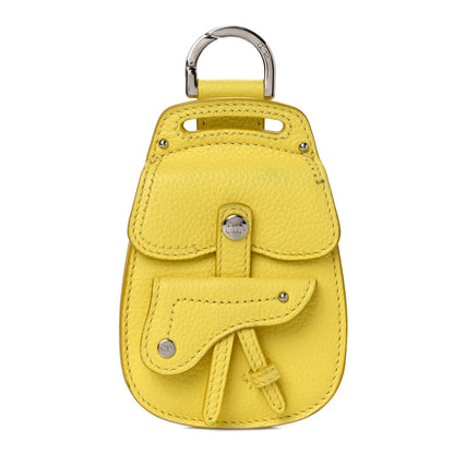 Christian Dior Grained Calfskin Saddle Bag Key Ring Jaune 1 of 9