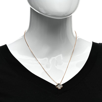 Van Cleef & Arpels 18K Rose Gold Gray Mother of Pearl Vintage Alhambra Pendant Necklace 2 of 5