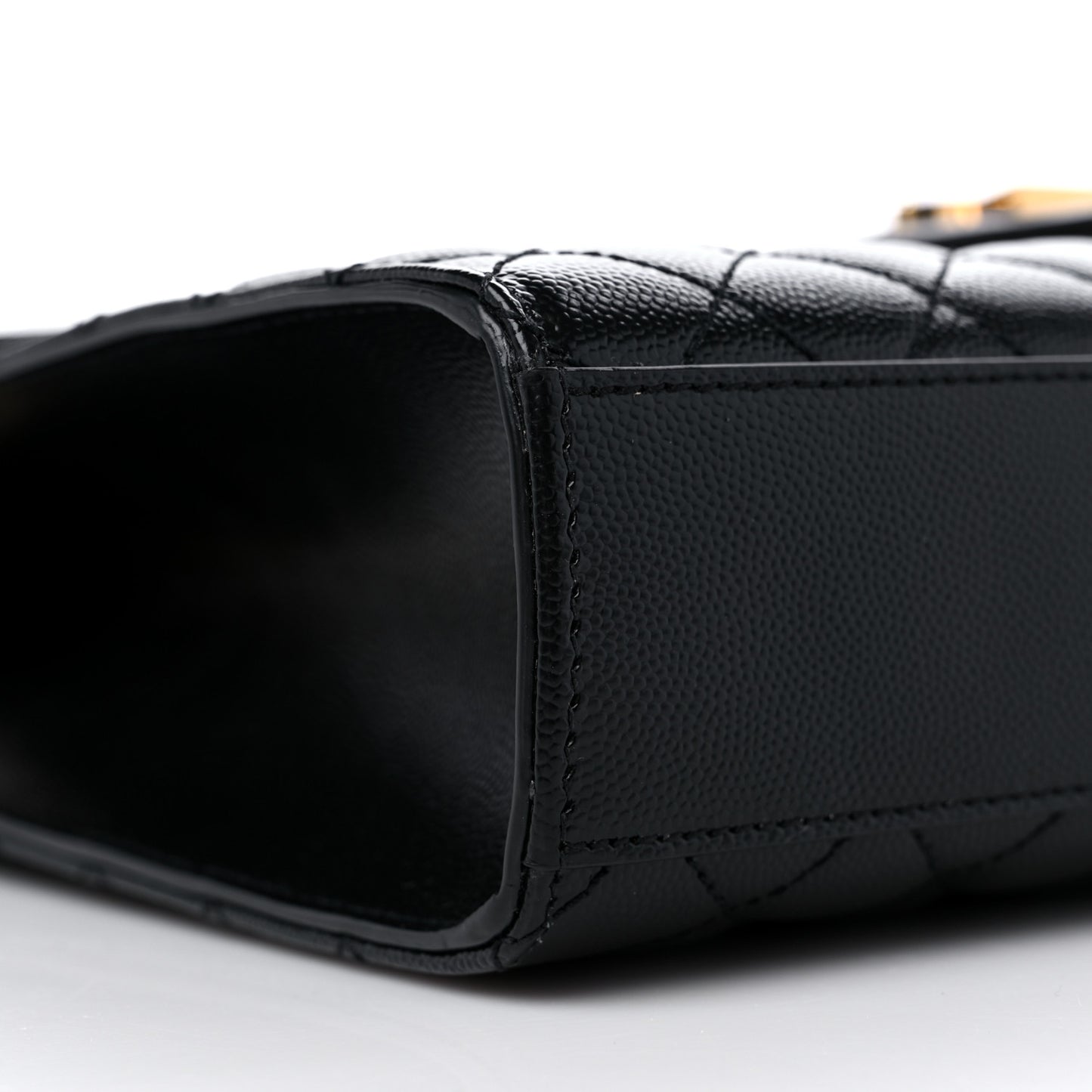 Grain De Poudre Textured Mixed Matelasse Large Triquilt Monogram Satchel Black