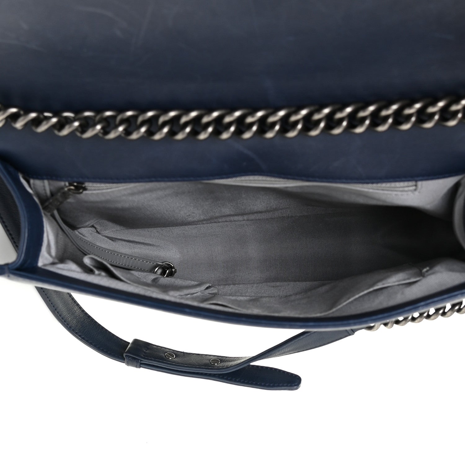 Chanel Calfskin Double Stitch Large Boy Flap Navy Blue 5 of 19