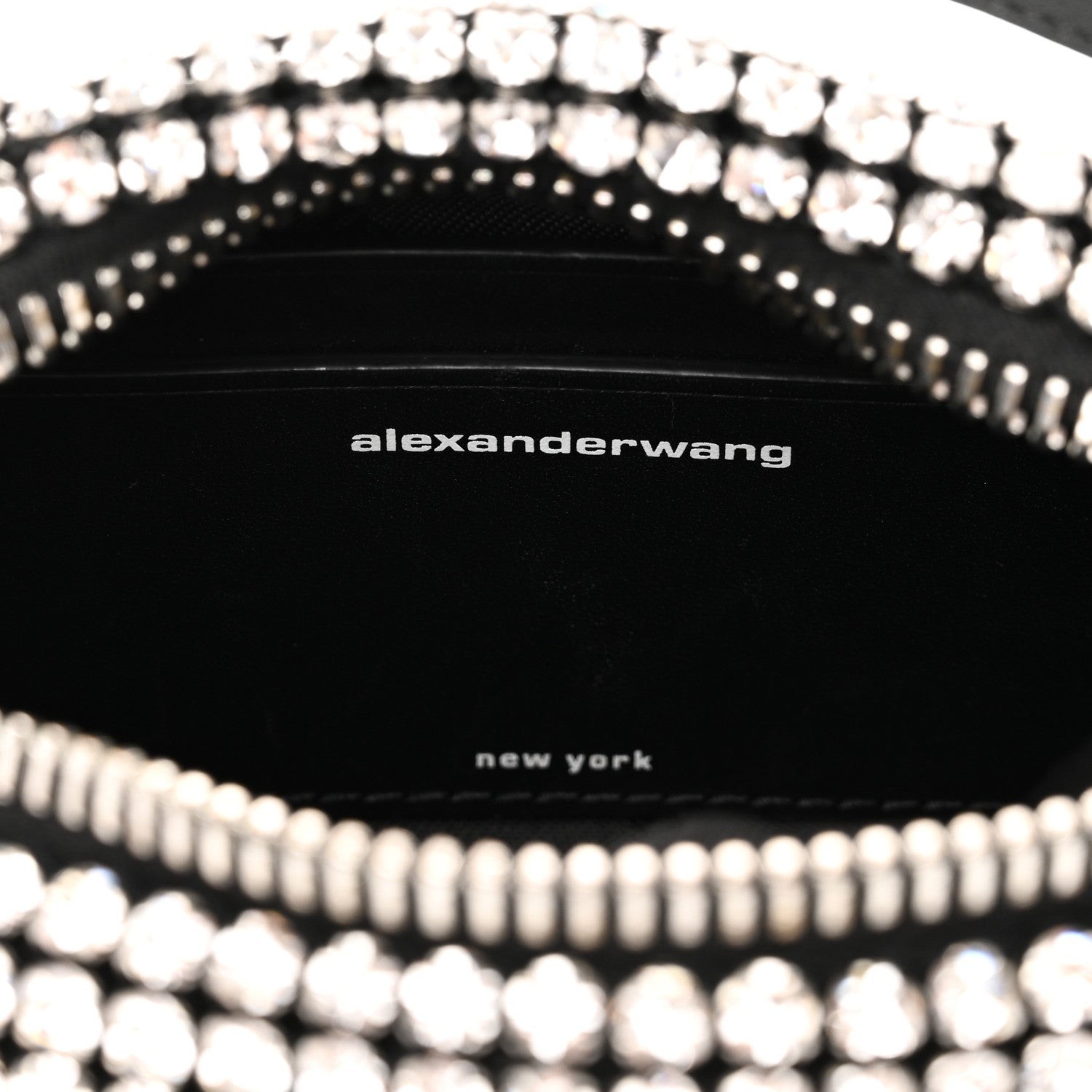 Alexander Wang Mesh Crystal Rhinestone Mini Heiress Pouch Black Silver 6 of 9