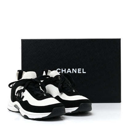 Chanel Fabric Suede Calfskin CC Sneakers 36.5 White Black 11 of 11