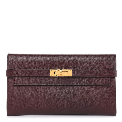 Hermes Epsom Kelly Longue Wallet Bordeaux 1 of 14