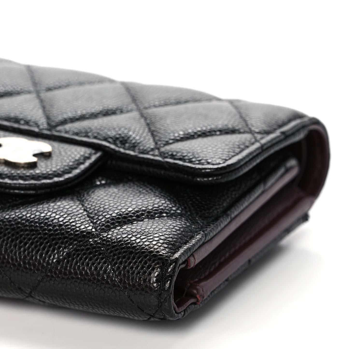 Caviar Quilted Small Flap Wallet Black