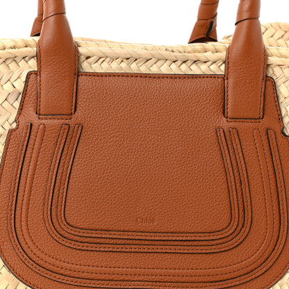 Chloe Raffia Small Grain Calfskin Medium Marcie Basket Tan 7 of 11