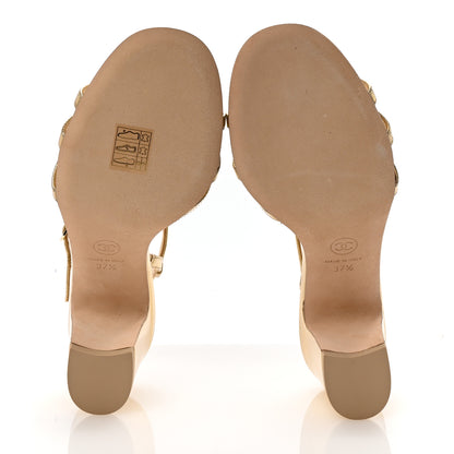 Chanel Mirror Calfskin CC Sandals 37.5 Gold 6 of 10