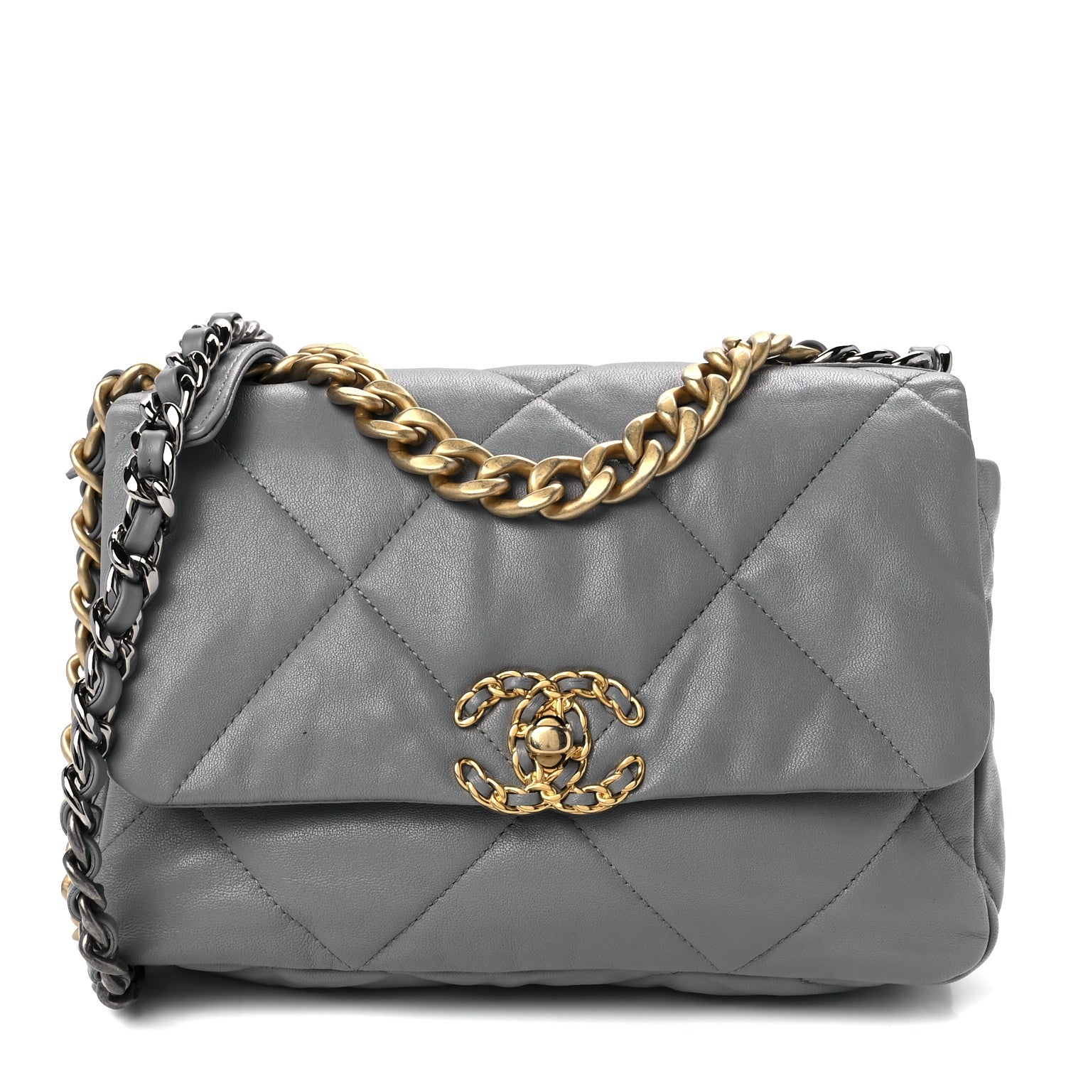 Chanel Goatskin Quilted Medium Chanel 19 Flap Grey 1 of 11