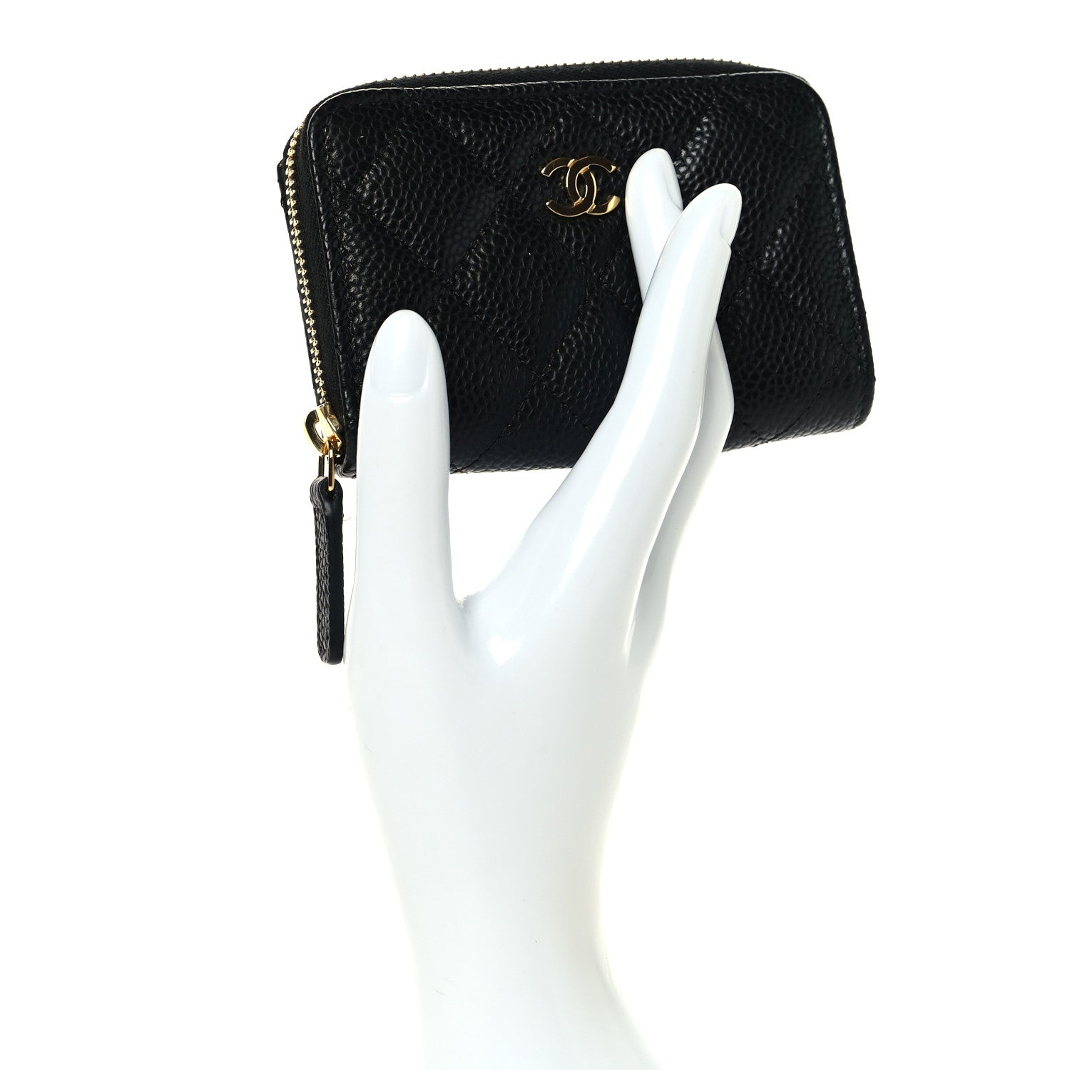 Chanel Caviar Quilted Zip Coin Purse Black 2 of 7