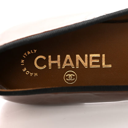 Chanel Patent Calfskin CC Cap Toe Ballerina Flats 37.5 Brown Black 7 of 12