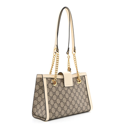 Gucci GG Supreme Monogram Moon Calfskin Small Padlock Tote Beige Ebony Mystic White 3 of 11